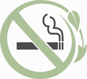 a green no smoking sign on a white background